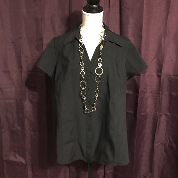 NWT Style & Co. Black Short Sleeve Blouse-16W - Picture 4 of 7